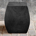 rustic black solid wood accent table stool bowed corners