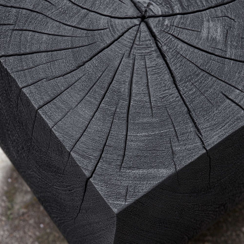 rustic black solid wood accent table stool bowed corners