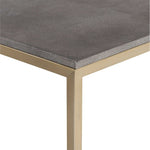 square coffee table brass finish dark gray faux shagreen leather top contemporary