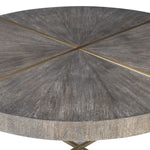 round coffee table brass finish gray veneer wood
