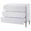 3-drawer chest modern geometric carved front white