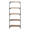 standing shelf unit etagere wood five pipe frame industrial