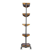 standing shelf unit etagere wood five pipe frame industrial