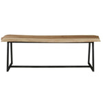 bench natural wood iron base