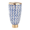 blue white gold zig zag vase