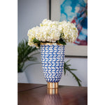blue white gold zig zag vase