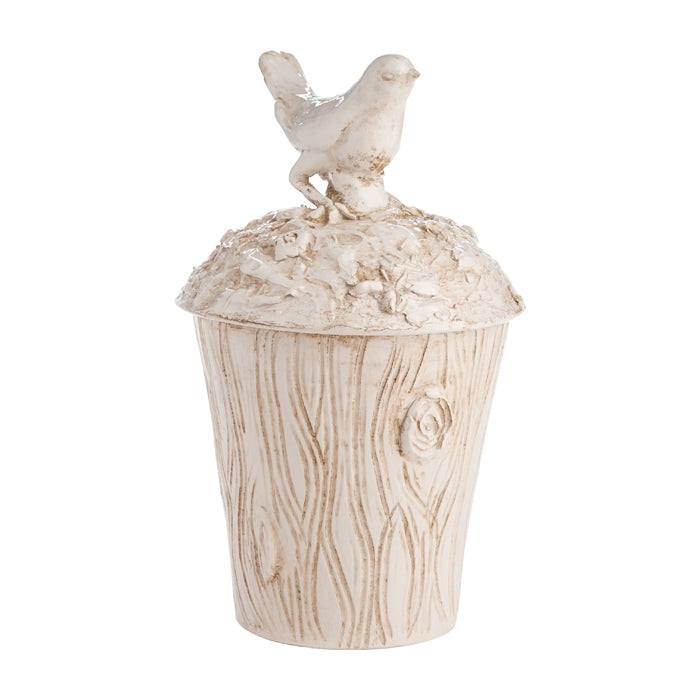 white brown ceramic pot lid bird texture