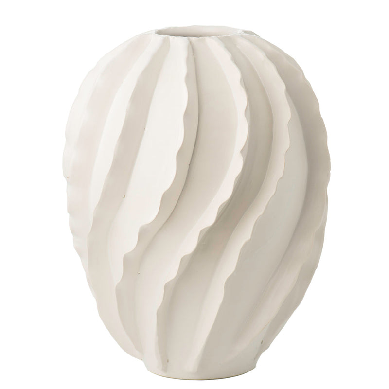 matte white tall vase ceramic ribbons lid