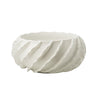 The Santa Barbara Decorative Bowl by Abigails, in matte white, features a wavy, spiral texture reminiscent of cascading ceramic ribbons, making it an ideal centerpiece bowl.