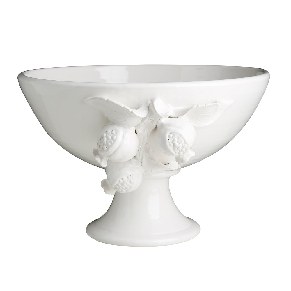 round white footed bowl pomegranates