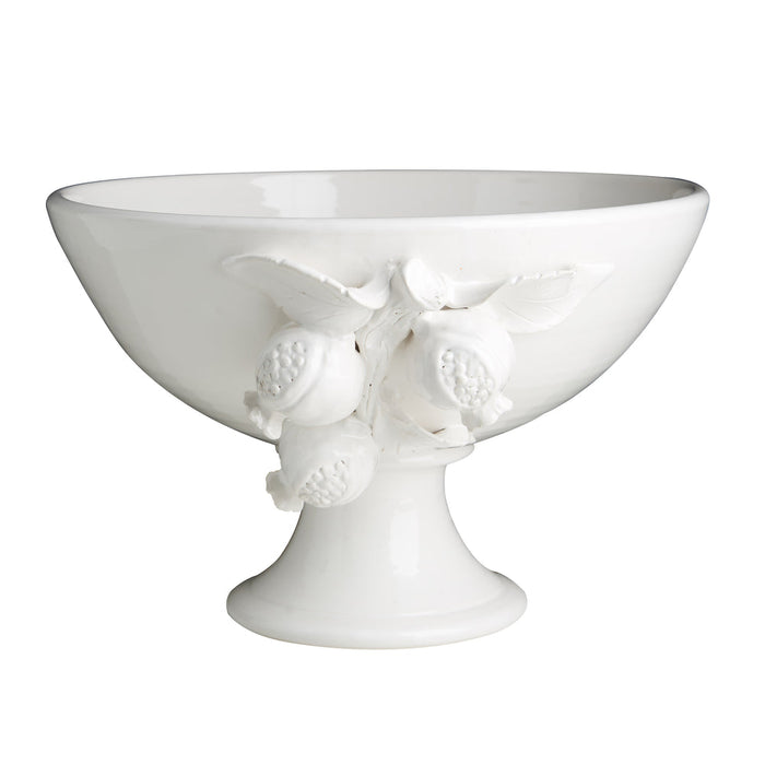 round white footed bowl pomegranates