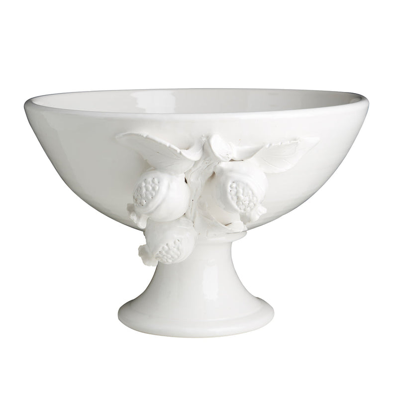 round white footed bowl pomegranates