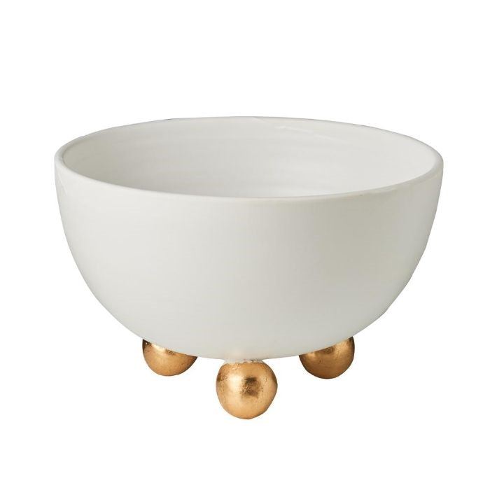 matte white footed bowl white gold ceramic