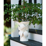 white vase poinsettia flower