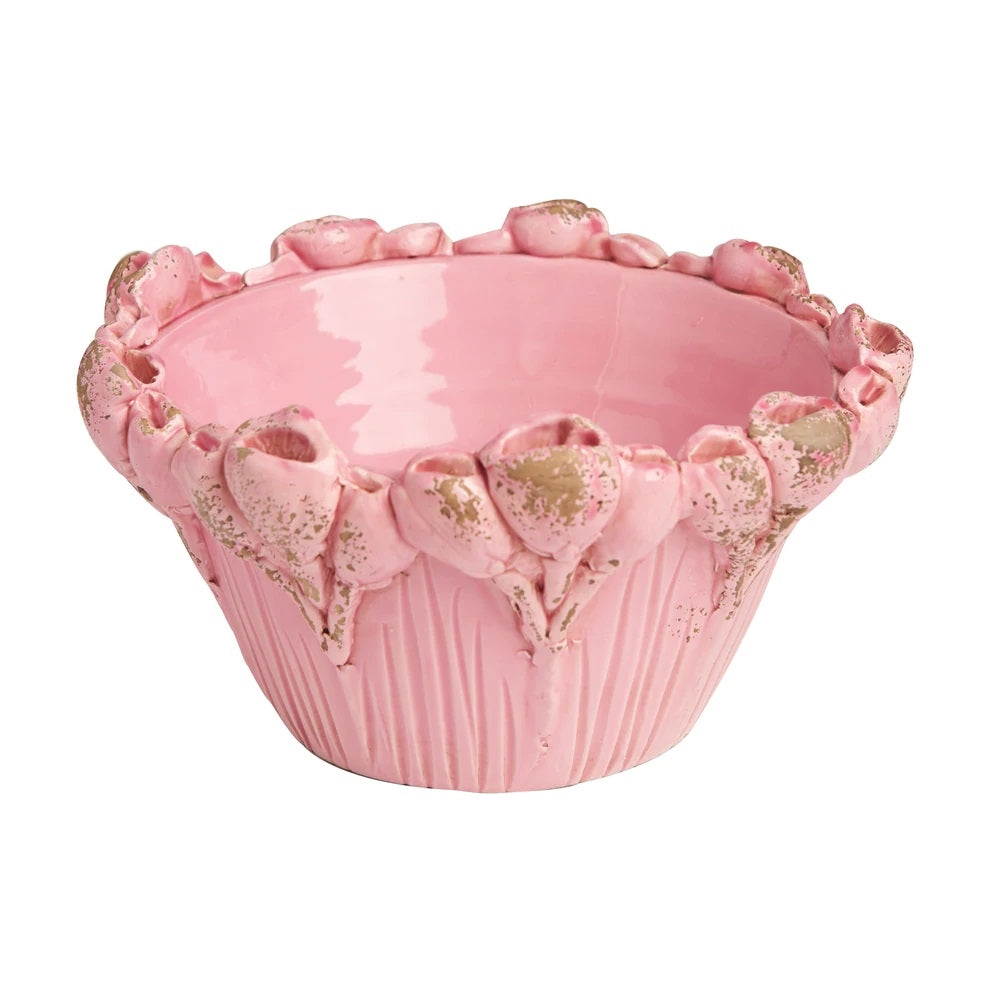 pink bowl flowers ceramic decor