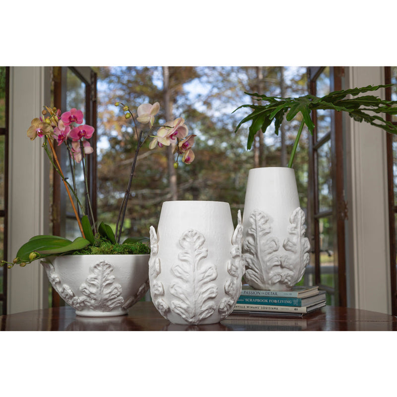 Greco Vase with Leaves - White (size options)