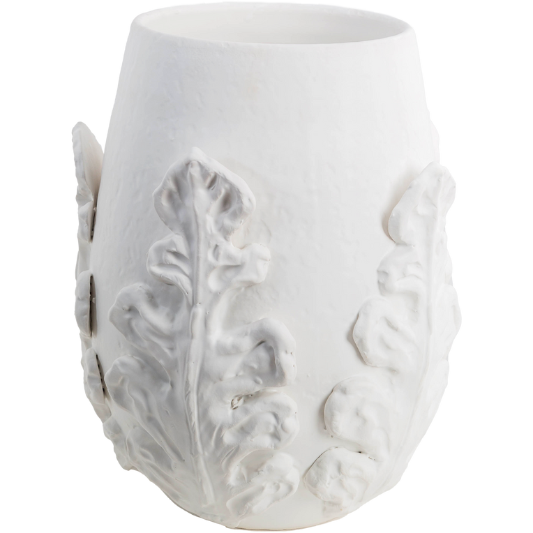 white round ceramic vase acanthus leaves