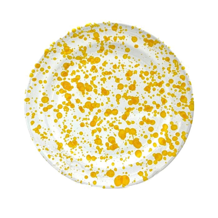 soup bowl yellow white speckled