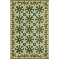 green teal floral lay flat rug