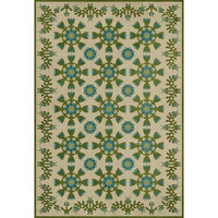 green teal floral lay flat rug