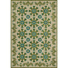 green teal floral lay flat rug
