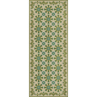 green teal floral lay flat rug
