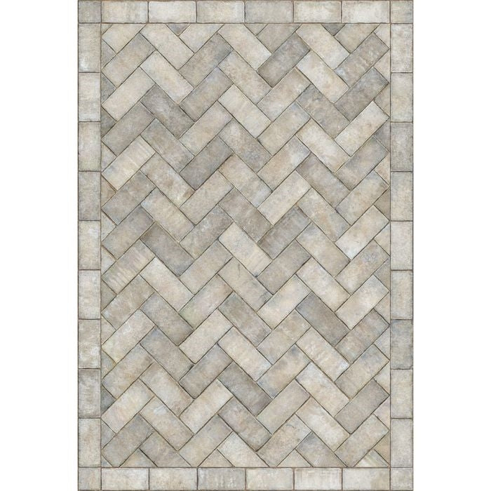 vinyl floorcloth gray wash neutral herringbone