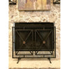 fireplace screen iron panel mesh square triangles bronze brass geometric contemporary modern stand