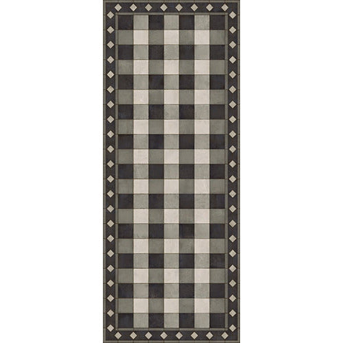 vinyl floor mat runner rug gingham black cream check