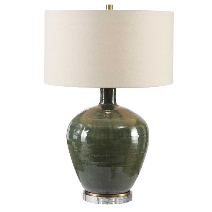 emerald green glazed ceramic table lamp