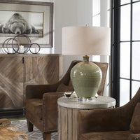 emerald green glazed ceramic table lamp