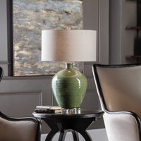 emerald green glazed ceramic table lamp