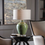 emerald green glazed ceramic table lamp
