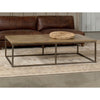 cocktail coffee rectangle table iron frame parquet wood natural