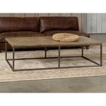 cocktail coffee rectangle table iron frame parquet wood natural