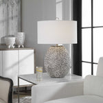 gray white table lamp