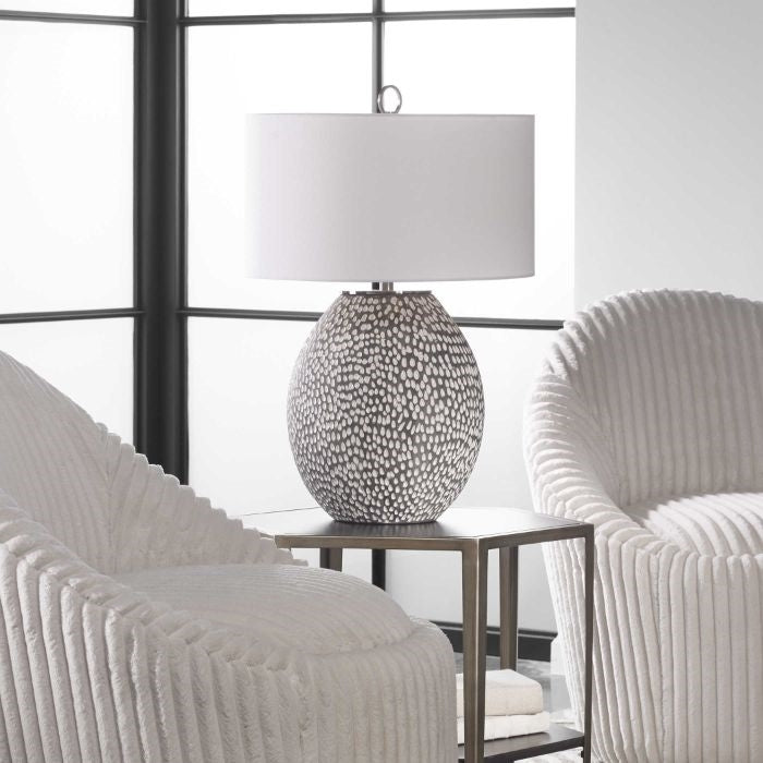 gray white table lamp