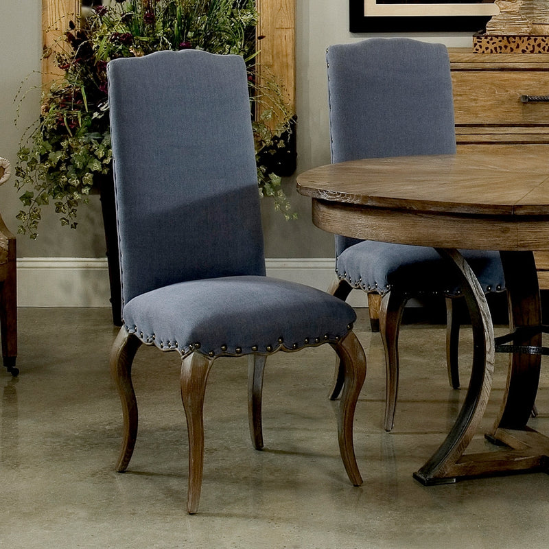Thorne Side Chair - Blue Linen Pair (2) - Surf Inspired Home Dï¿½cor