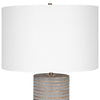 table lamp frosted gray chiseled white drum shade