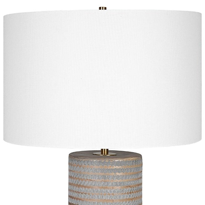table lamp frosted gray chiseled white drum shade