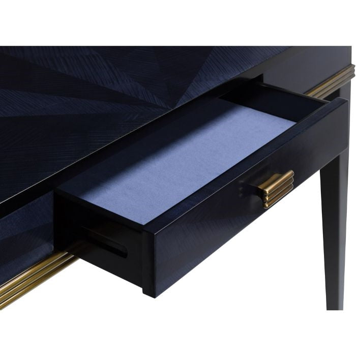 writing desk sapphire black brass glossy