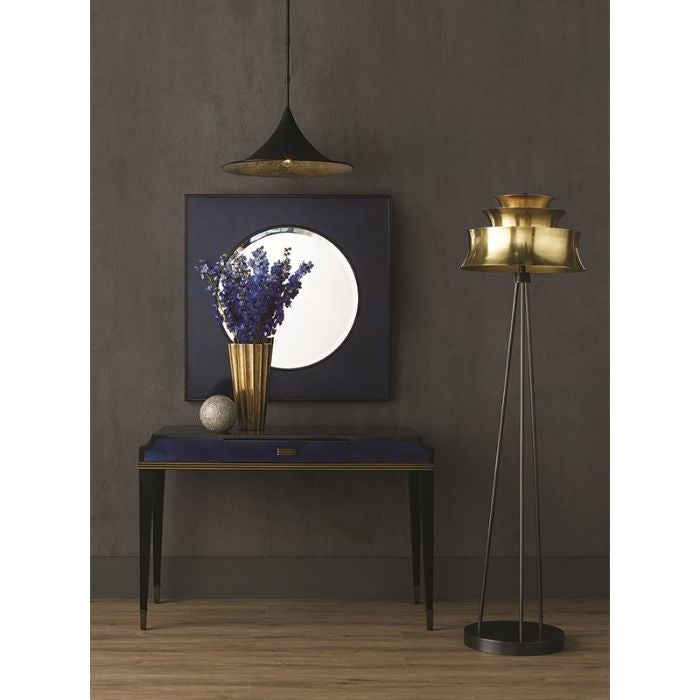 writing desk sapphire black brass glossy