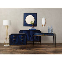 writing desk sapphire black brass glossy