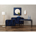 writing desk sapphire black brass glossy