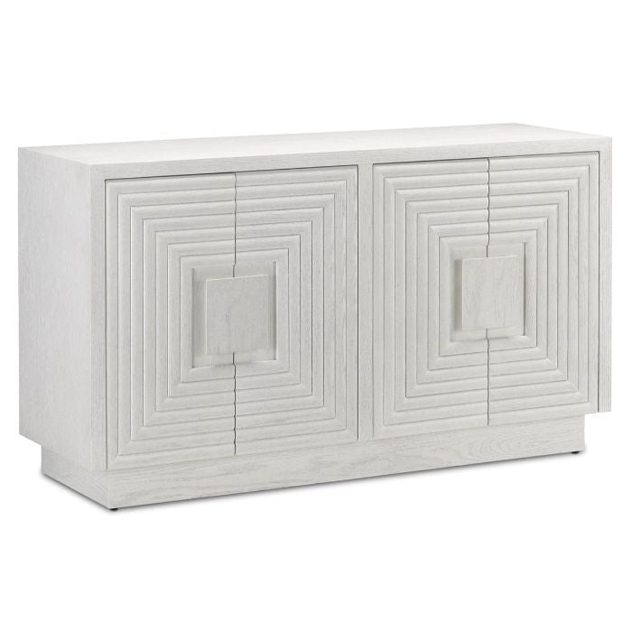 white oak geometric 4 door cabinet