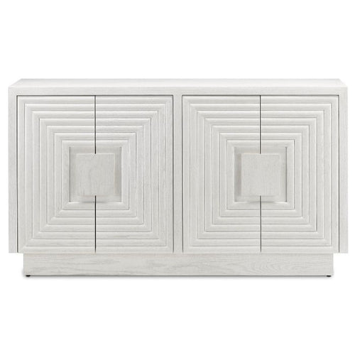 white oak geometric 4 door cabinet