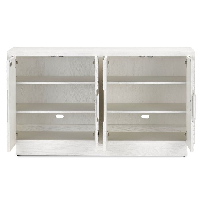 white oak geometric 4 door cabinet