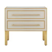 ivory & brass parisian glass panel 2 drawer chest