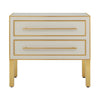 ivory & brass parisian glass panel 2 drawer chest