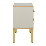 ivory & brass parisian glass panel 2 drawer chest